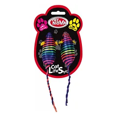 PET NOVA žaislas katėms spalvotos palytės 2x7cm 3pak.