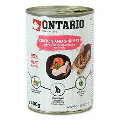 Ontario Kitten su vištiena ir krevetėmis sultinyje, drėgnas maistas kačiukams 400 g — 2 nuotrauka