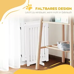 Laisvai stovinti apsauginė tvorelė šunims su durelėmis, sulankstoma, 3 dalių, laiptams, durims, virtuvei, koridoriui, 155x76 cm, balta — 5 nuotrauka
