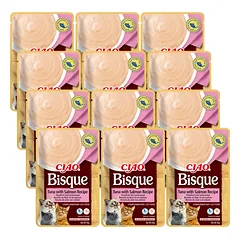 INABA Cat Ciao Bisque - tunų ir lašišų skonio papildomas ėdalas katėms 12x40g