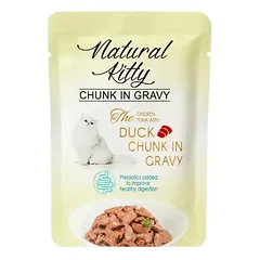 Natural Kitty Cat Chicken, Tuna with Duck Chunk in Gravy 85 g nuotrauka