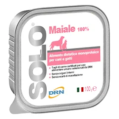DRN Solo Maiale monoproteininis drėgnas maistas šunims ir katėms su kiauliena, 100 g