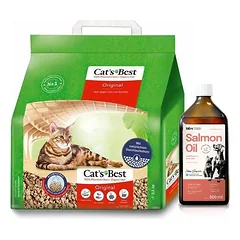 JRS Cats Best Eko Plus - Agregatinis medinis kraikas 5l / 2,1kg + LAB V Lašišų aliejus šunims ir katėms 500ml