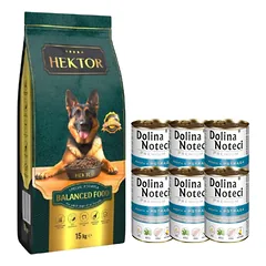 HEKTOR BALANCED Adult 15kg + Dolina Noteci Premium upėtakiai 6x400g