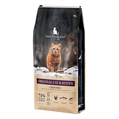 WOLFOOD Original Cat & Kitten begrūdis sausas maistas katėms su paukštiena ir žuvimi, 10 kg — 1 nuotrauka