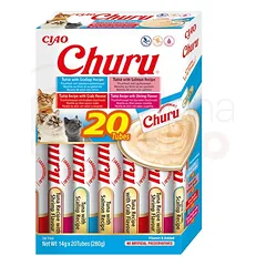 INABA Cat Churu Varieties Tuna Seafood kreminis skanėstas katėms dėžutėje, 20 vnt.