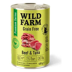 WILD FARM Premium Grain Free Beef and Tuna 400g - kačių maistas be grūdų