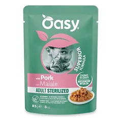 Oasy Chunks Adult Sterilized drėgnas maistas katėms 12 x 85 g — 3 nuotrauka