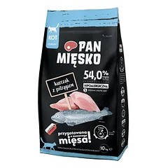 PAN MIĘSKO Traškus kačių maistas su vištiena ir upėtakiu S 2x10 kg