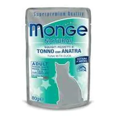 Monge Natural kons. pašaras suaugusioms katėms tuno kąsneliai su antiena želėje 80g parduotuvėje petreon.lt