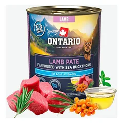 Ontario Adult paštetas su ėriena, šaltalankių skonio, drėgnas maistas šunims 800 g