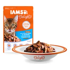 Iams guliašas katėms su tunu ir silke N24x85g
