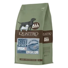 Quattro Grain Free Weight Loss sausas pašaras su balta žuvimi ir kriliumi suaugusiems šunims - Pet24