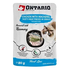 Ontario Herb Chicken with Mackerel – konservai katėms su vištiena ir skumbre, 80g