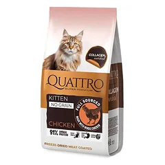 QUATTRO 1,5 kg Chicken for Kittens (up to 12 months) visavertis sausas pašaras visų veislių kačiukams su vištiena (iki 12 mėnesių),