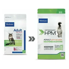 Virbac HPM Cat Adult Neutered & Entire su lašiša, veterinarinis maistas katėms 1,5 kg — 2 nuotrauka