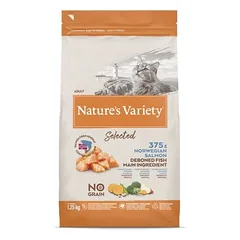 Nature’s Variety Selected Norwegian Salmon sausas maistas suaugusiems katams su Norvegijos lašiša, 1.25 kg