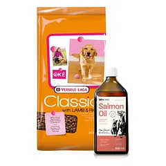 Versele Laga Classic ėriena ir ryžiai 20kg + Lab-V 100% lašišų aliejus įvairaus amžiaus šunims ir katėms 500ml šalto spaudimo