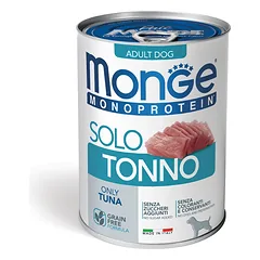 Monge Monoprotein paštetas, tik tunas, drėgnas maistas šunims 400 g parduotuvėje ramiosblusos.lt