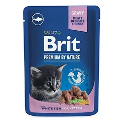 Brit Premium Cat Pouch White Fish Kitten drėgnas maistas kačiukams, 100 g