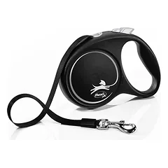 FLEXI pavadėlis šuniui Black Design M juostinis 5m, juodas
