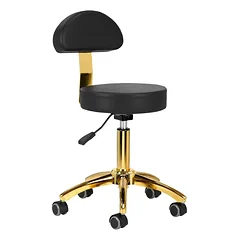Activ AM - 304G Gold Black - auksinė kirpimo kėdė/taburetė su reguliuojamu aukščiu, nuimama atlošu, juoda
