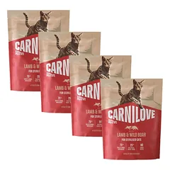 CARNILOVE Active Cat Lamb and Wild Boar Sterilised 4x400 g aviena ir šerniena, sterilizuotiems katėms