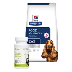 HILL'S PD Prescription Diet Canine z/d Jautrumas maistui 10kg + LAB-V Calm Support - streso ir elgesio sutrikimų simptomų palaikymas 45 kapsulės