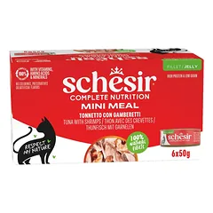 Schesir konservuoto maisto rinkinys katėms su krevetėmis, 6x50g