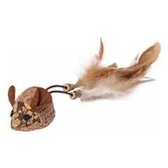 Quapas! Žaislas katėms pelytė su plunksnomis, 7x4 cm — 2 nuotrauka