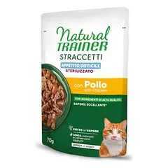 Natural Trainer Straccetti Difficult Appetite Sterilised juostelės padaže, drėgnas maistas katėms