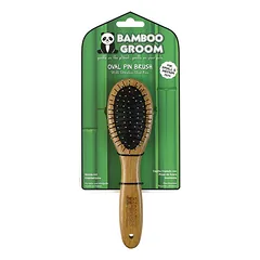 Bamboo Groom ovalus šepetys su smeigtukais mažas/vidutinis - bambukinis šepetys su metaliniais smeigtukais, šunims ir katėms, mažoms ir vidutinėms veislėms — 2 nuotrauka