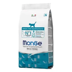 Monge Kitten sausas pašaras kačiukams nuo 1 iki 12 mėnesių.