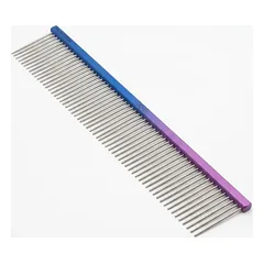 Aliumininės šunų ir kačių šukos, retais dantimis, 22,5 cm, mėlynos-violetinės, pt-32 — 2 nuotrauka