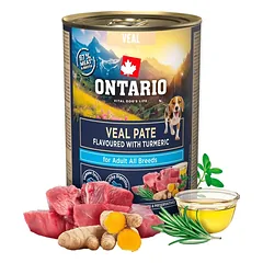 Ontario Veal Pate Flavoured With Turmeric konservai suaugusiems šunims su veršiena ir ciberžole, 400 g