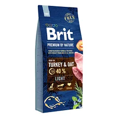Brit Premium By Nature Light sausas maistas šunims su kalakutiena ir vištiena svorio reguliavimui, 15 kg