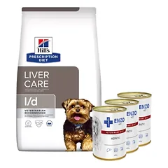HILL'S PD Prescription Diet Canine L/d Liver Care 4kg + ENZO VET Hepatic nuo kepenų ligų šunims 3x400g