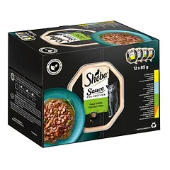 Sheba mišrių rūšių lėkštutės, drėgnas maistas katėms, ekonominė pakuotė 144 x 85 g — 2 nuotrauka
