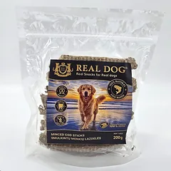 Real Dog Snacks Minced Cod Sticks 200 g parduotuvėje Petz.lt