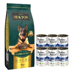 HEKTOR BALANCED Adult 15kg + Dolina Noteci Premium Menkė su brokoliais 6x400g