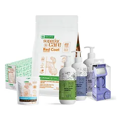 Mažų veislių raudonkailių šunų produktų rinkinys