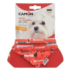 Camon antkaklis šuniui su raudona bandana, 15 mm pločio, reguliuojamas 25-43 cm, S dydis