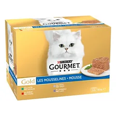 96 x 85 g Jumbopack Gourmet Gold + 24 x 85 g Feine Pastete-Mix gratis!