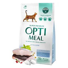 Optimeal™ Visavertis sausas maistas suaugusioms katėms su dideliu kiekiu menkės 700g. – 10kg.