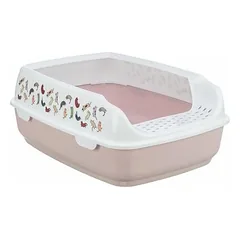 Trixie Delio Cat Litter Tray with Rim, 38 x 20 x 50 cm, Light Lilac & White