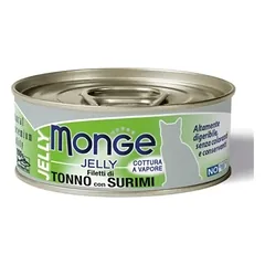 Monge tuno gabaliukai su surimi želė suaugusiems katėms, 80 g parduotuvėje petbaze.lt