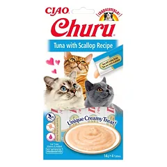 INABA Churu Cat kreminis skanėstas katėms su tunu ir šukutėmis 56 g