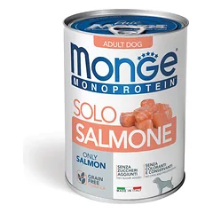 Monge Monoproteico Solo - Wet Dog Pate 100% Salmon 400g (pak24) parduotuvėje petbaze.lt