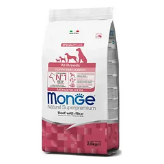 Monge All Breeds Puppy and Junior Monoprotein su jautiena ir ryžiais, sausas maistas šuniukams 2,5 kg