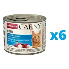 ANIMONDA Carny rinkinys jautiena / menkė su petražolių šaknimii 6 x 200 g